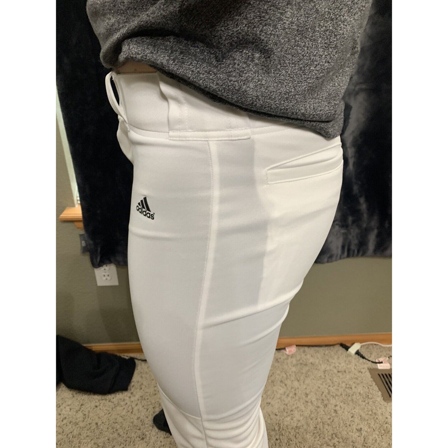 Men’s Adidas Climalite White Polyester Baseball Pants Size Large