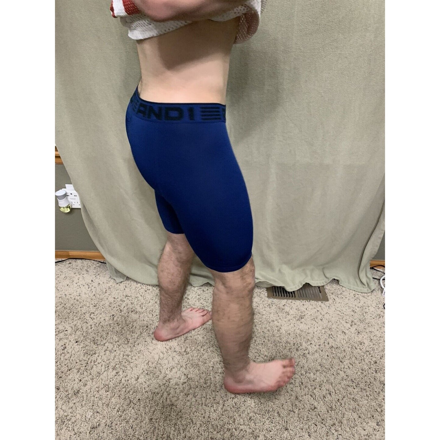 Men’s Blue With Black Band Medium AND1 Compression Performance Boxer Briefs