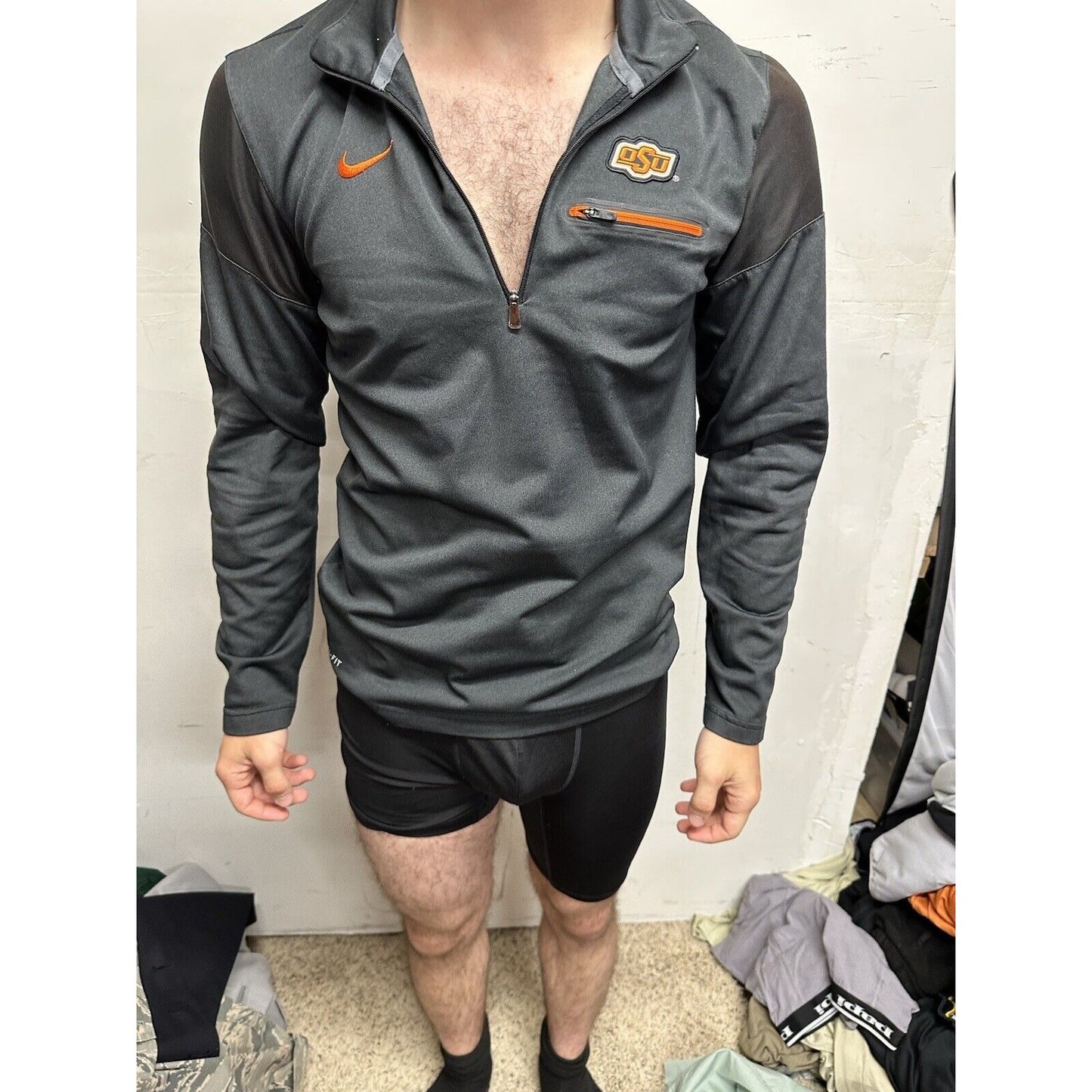 Men’s Black Oklahoma State University 1/4 Zip Pullover Nike Small Jacket