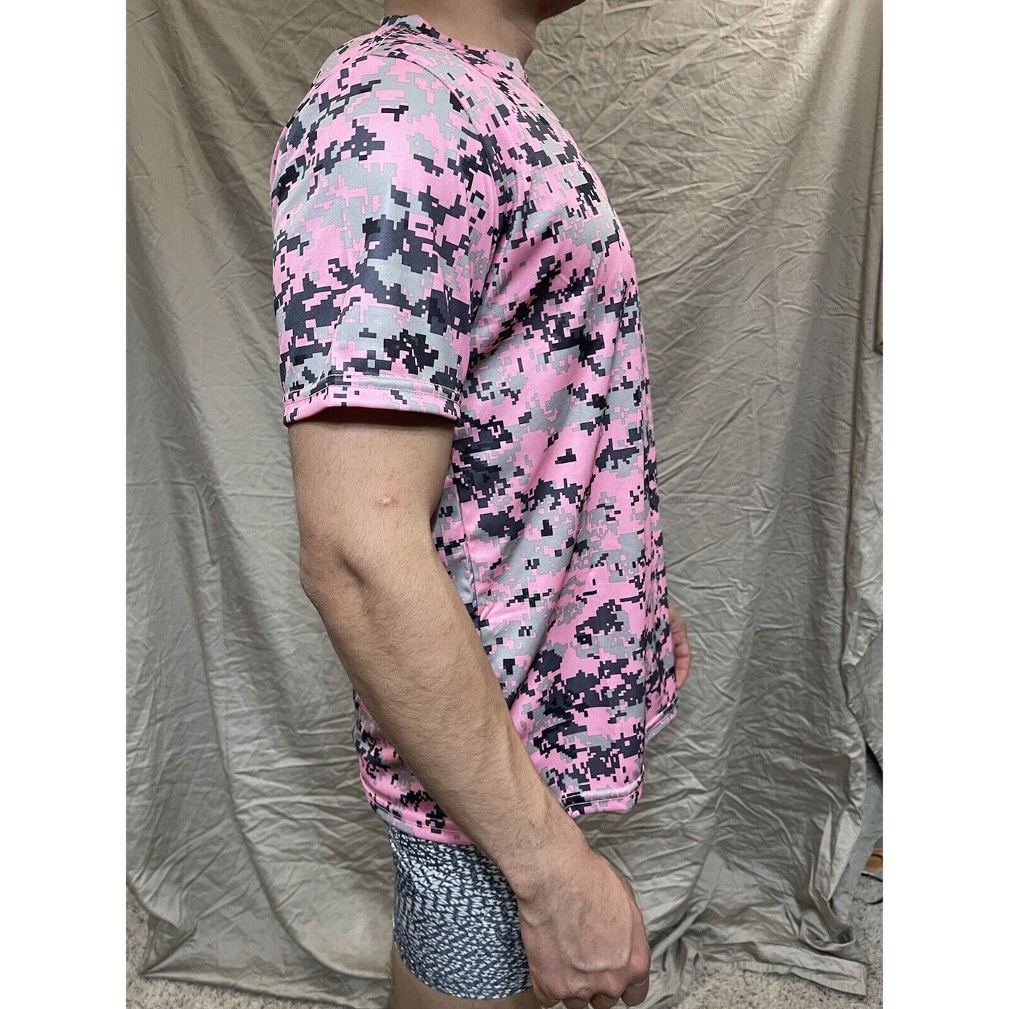 Boy's Youth Large Digi Camo Alleson Athletic Pink Compression Workout Shirt