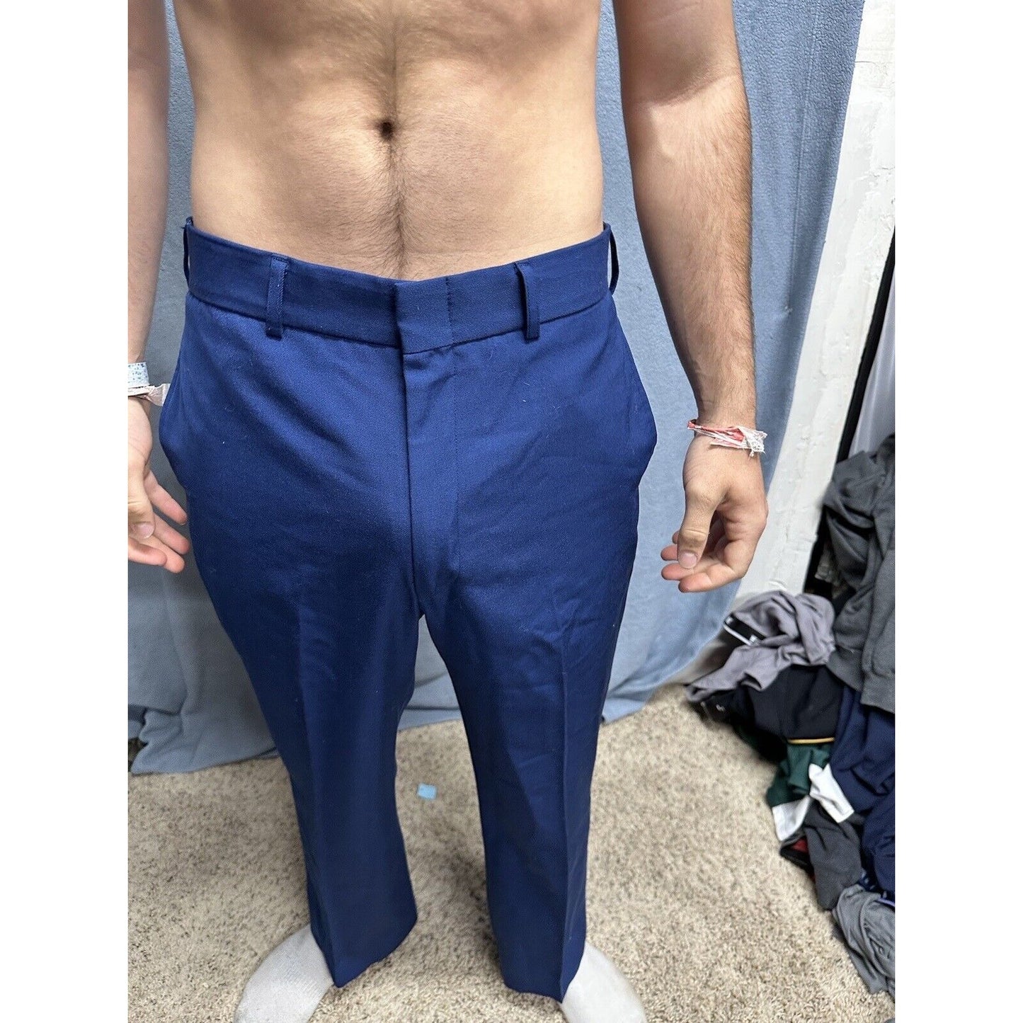 Men’s Usmc Trousers Uniform Pants Marines 33S Poly Wool Blue
