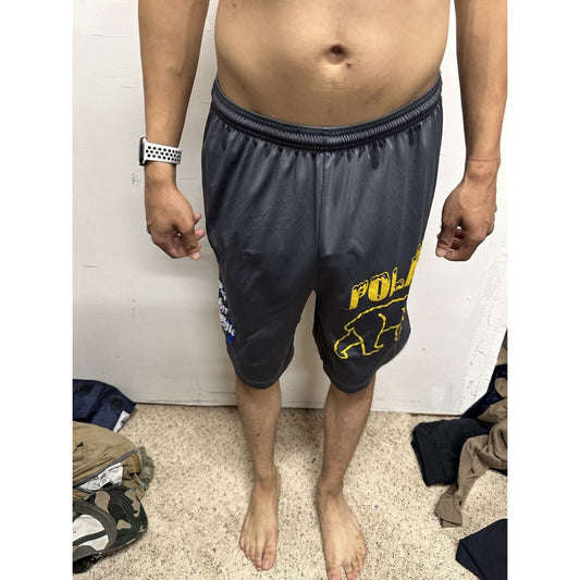 Men’s Large Polar Bear Gray Athletic Shorts No Pockets Decorah Iowa