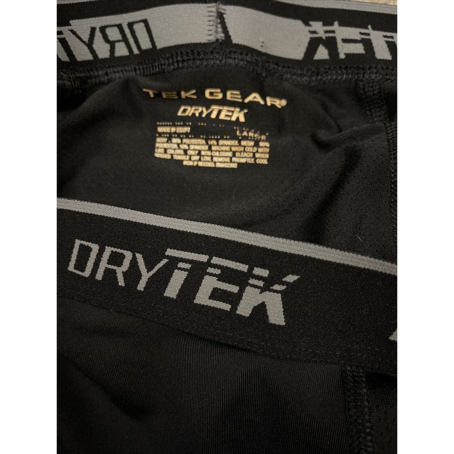 Men's Black TEK GEAR DRYTEK 3/4 BASE LAYER PANTS Black, Size LARGE