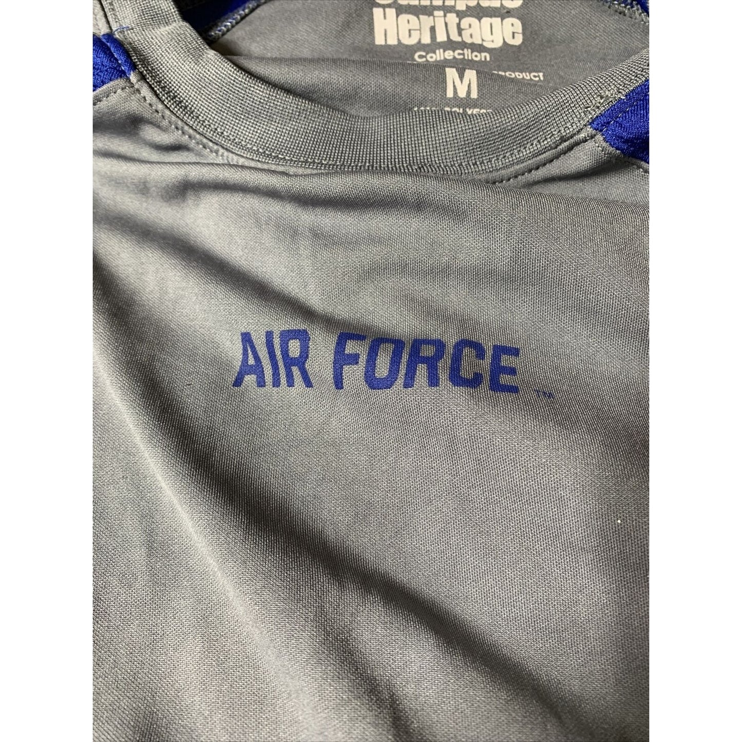 Air Force AF Workout Shirt Campus Heritage Grey And Blue Medium