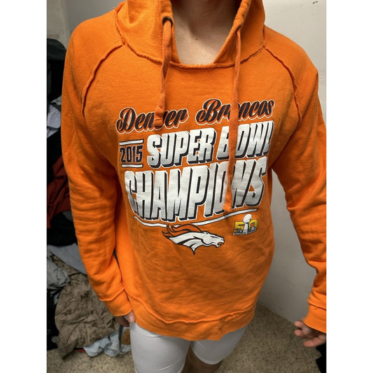 Woman’s NFL Team Apparel Denver Broncos 2015 Super Bowl Champions Orange Hoodie