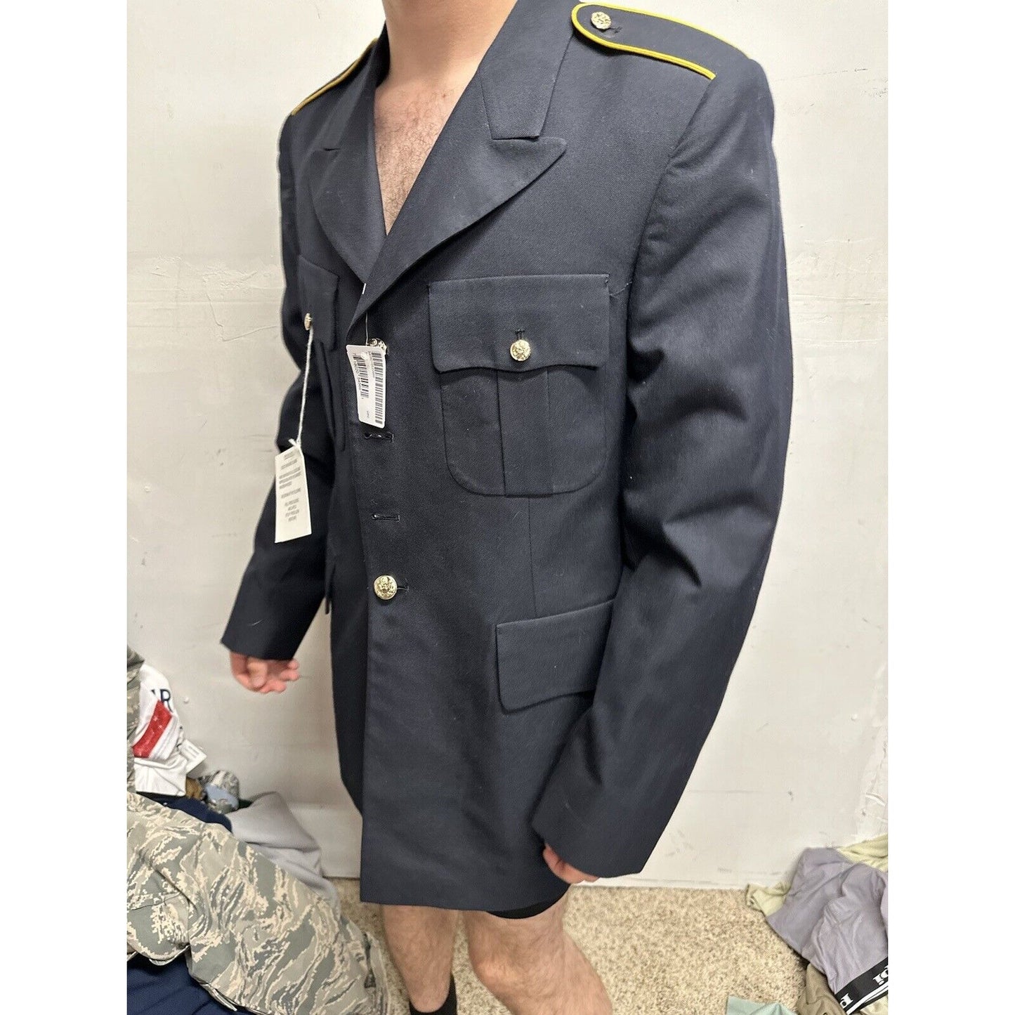 Men’s Army Coat Poly Wool Army Blue 450 42 LC Uniform Service Dress Top Coat