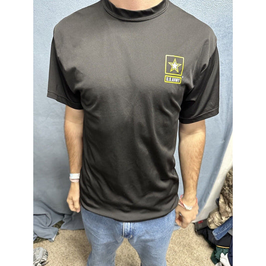 Men’s Army Small Tshirt Physical Fitness Uniform Black Polyester