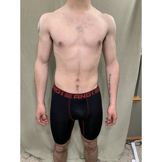 Men’s Black With Red Band Medium AND1 Compression Performance Boxer Briefs