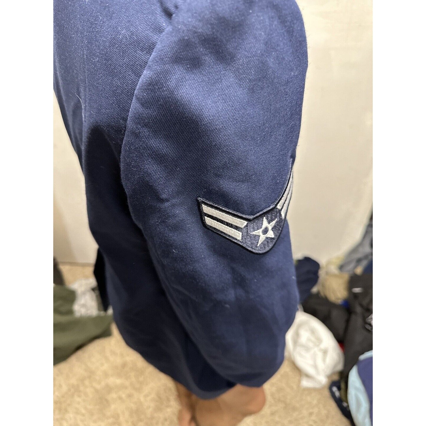Men’s USAF Air Force Service Dress Coat Jacket Uniform 40R With Sewn Rank