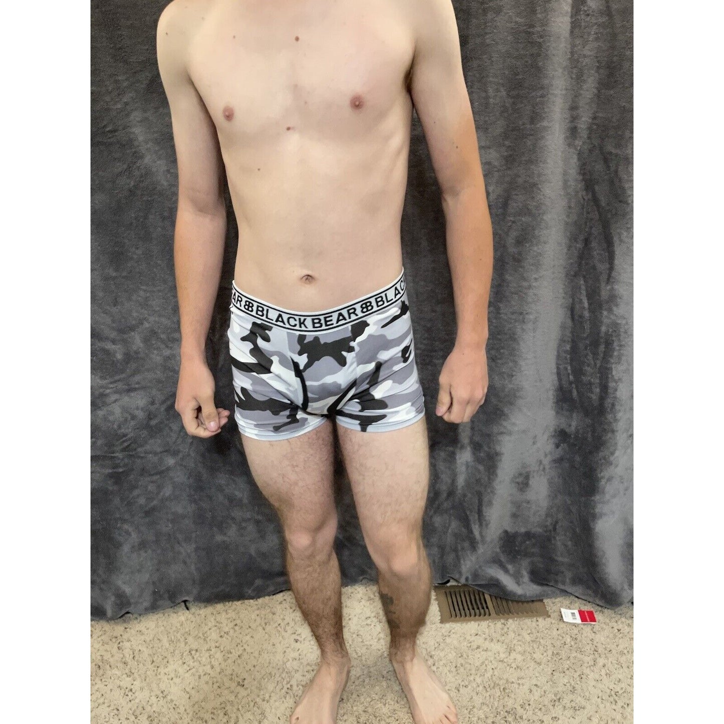 men's medium athletic trunk style black bear boxer brief Gray And Black Camo