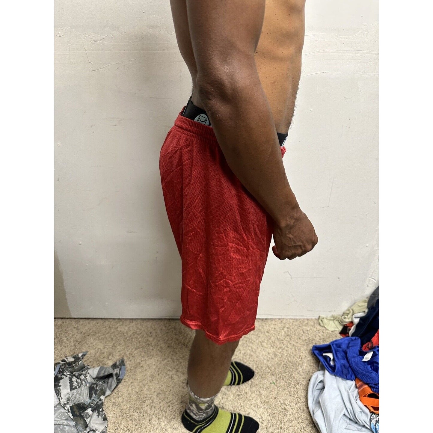 Men’s Large Red Lancer Wrestling Athletic Shorts No Pockets