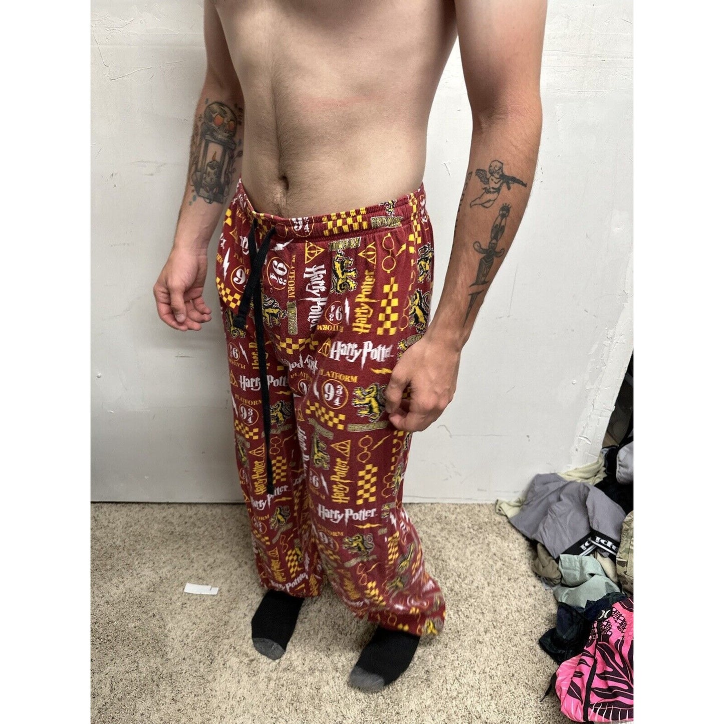 MENS XL Harry Potter Hogwarts Gryffindor Sleep Lounge Pajama Pants Platform