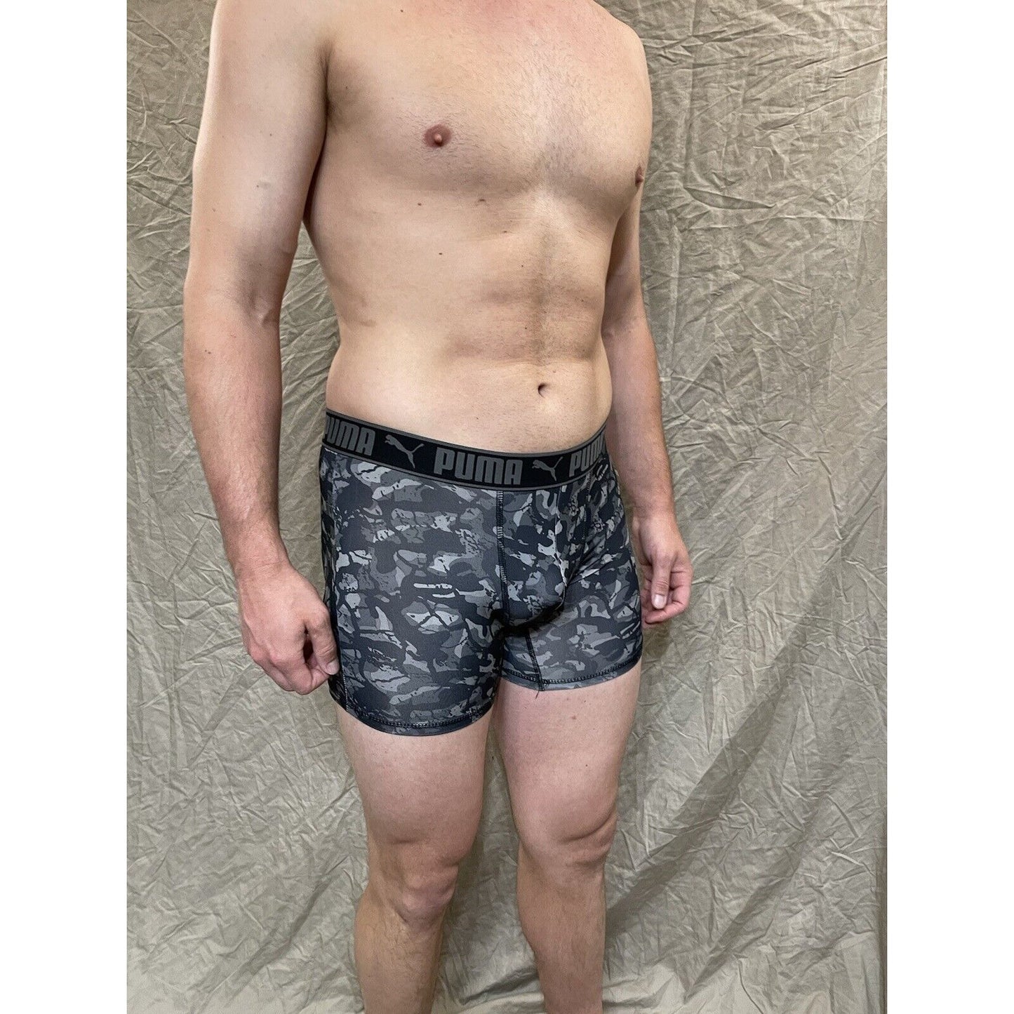 men's small puma gray camo compression boxer briefs