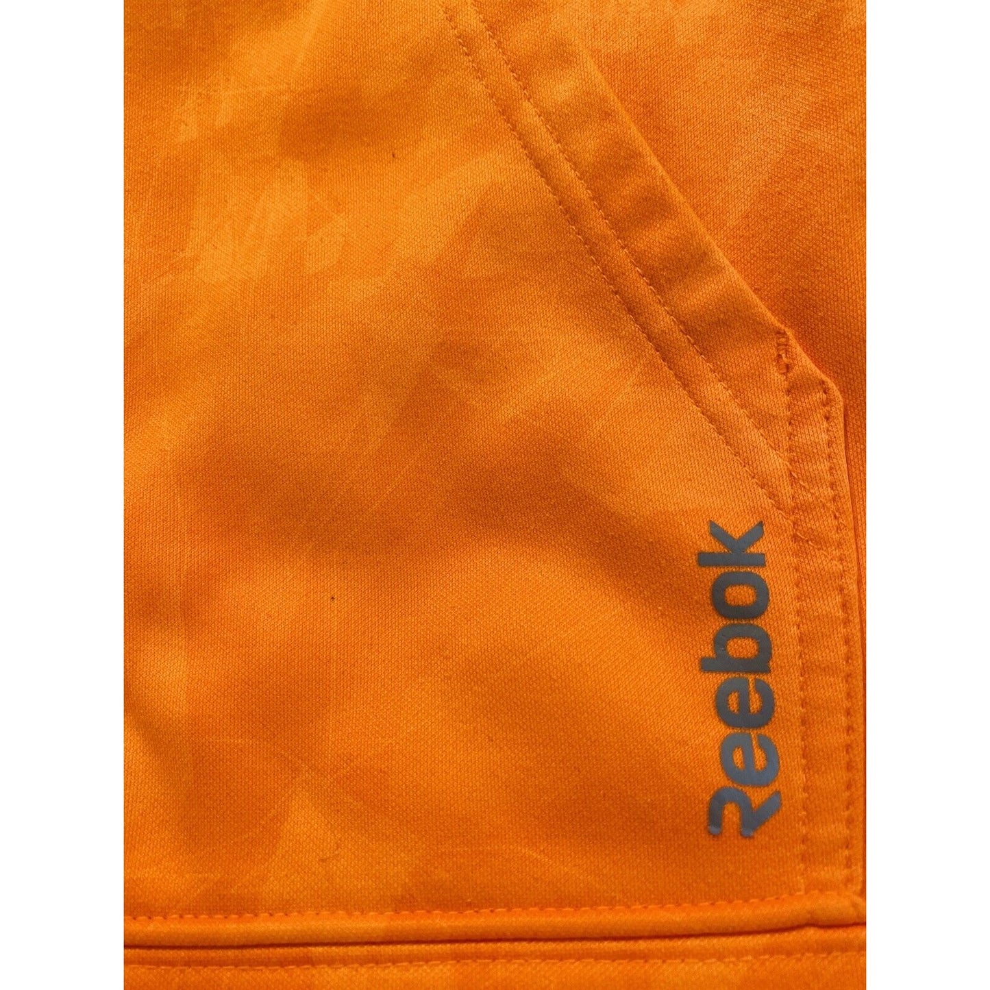 Vintage REEBOK XL Polyester Bright Orange Zip-up Hoodie w/ Geometric Design