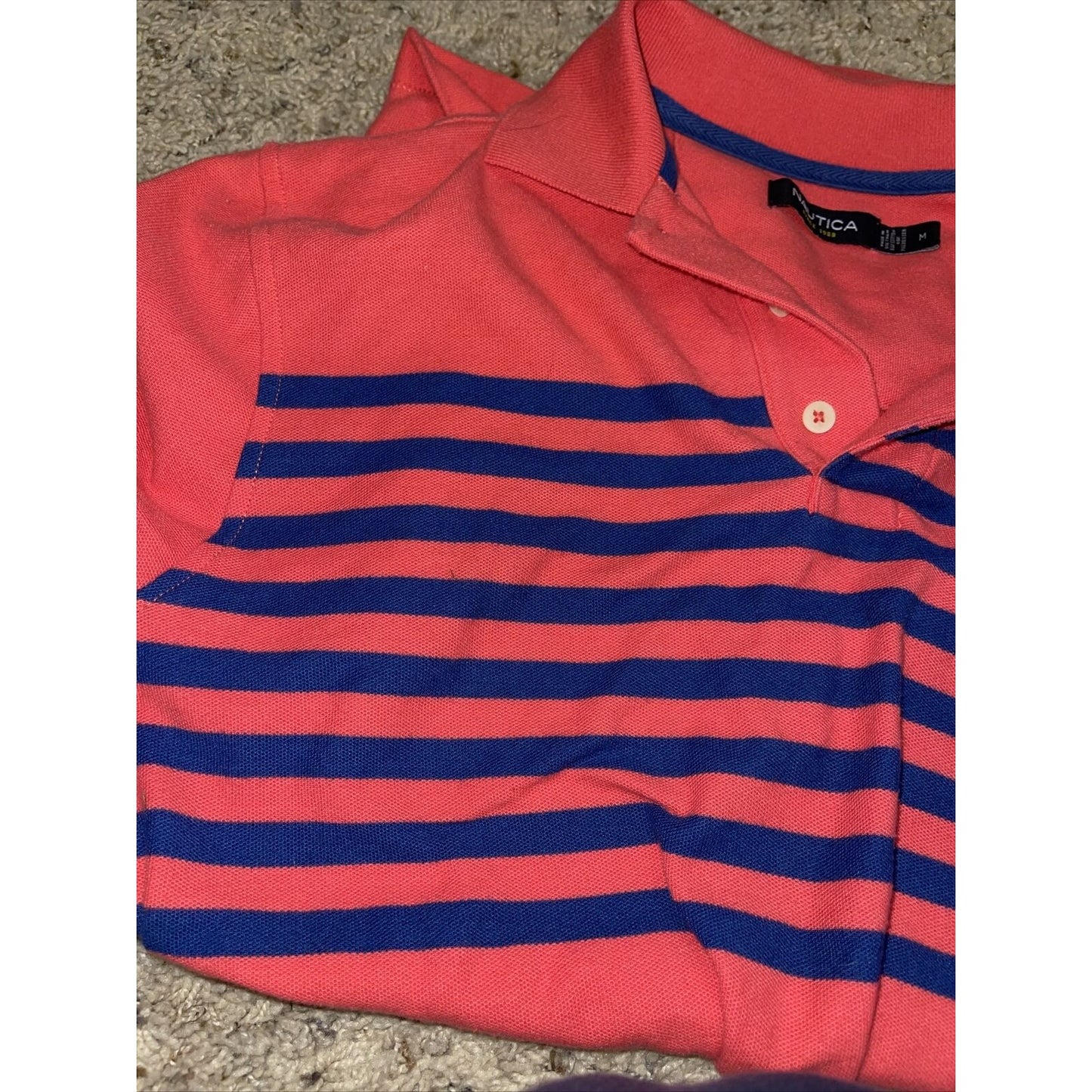 Men’s Nautica Medium Pink/Blue Striped Short Sleeve