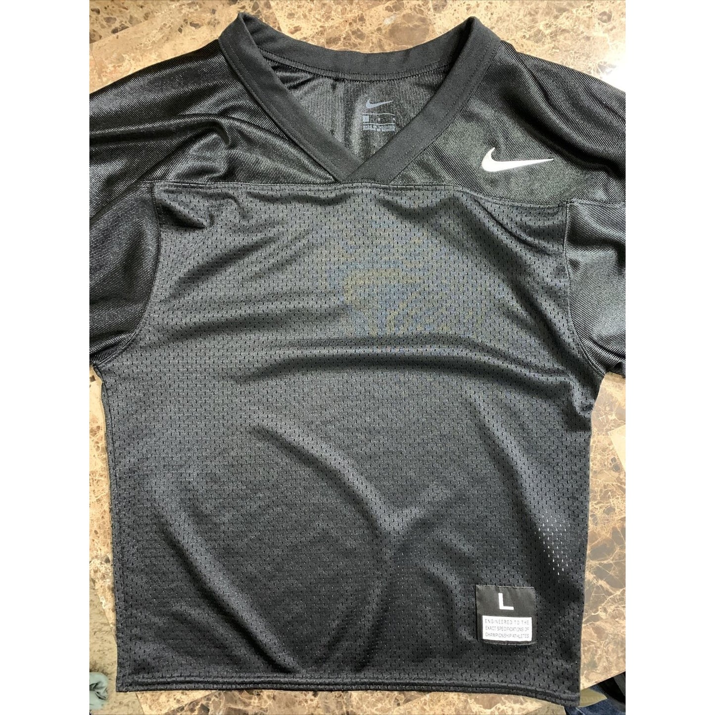 Men’s Nike Football Practice Jersey Solid Black Mens Size Large White Logo