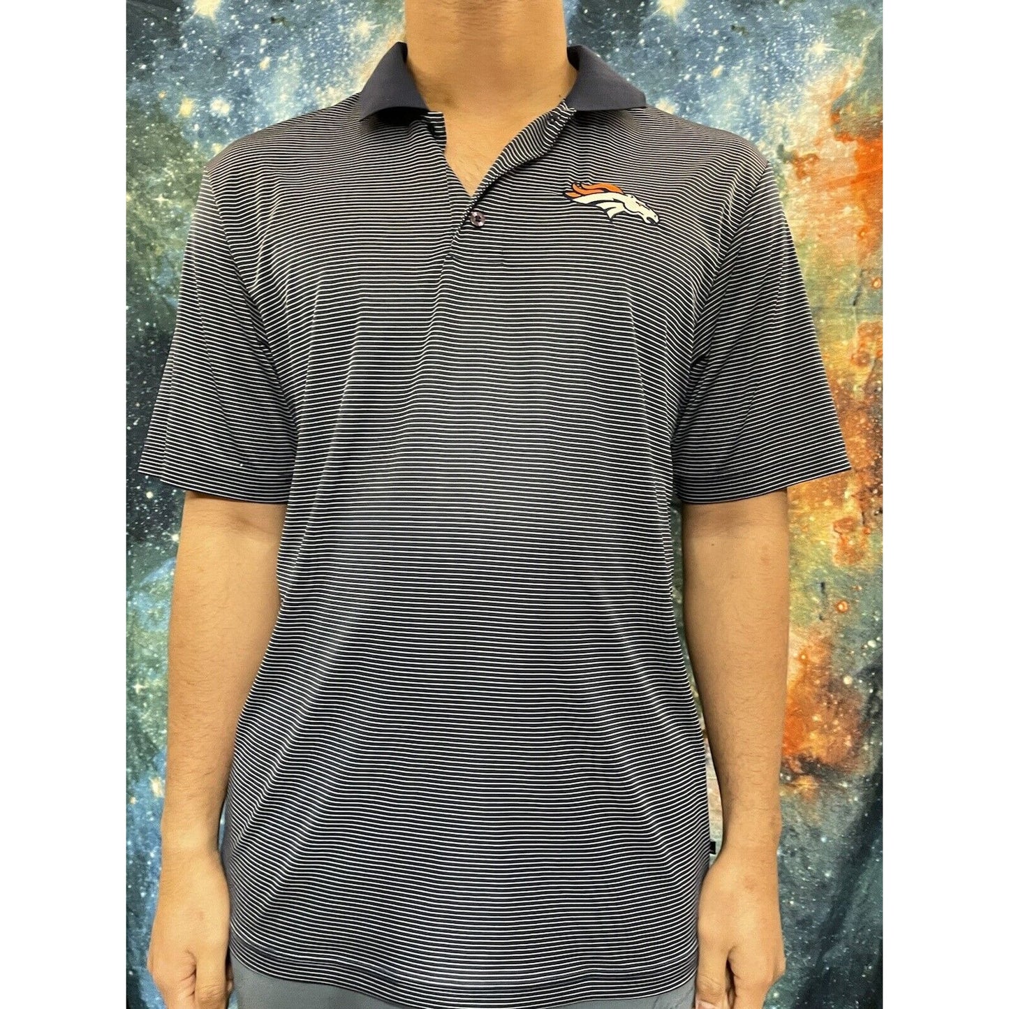 Men’s Team Apparel Large Denver Broncos Striped Polo shirt