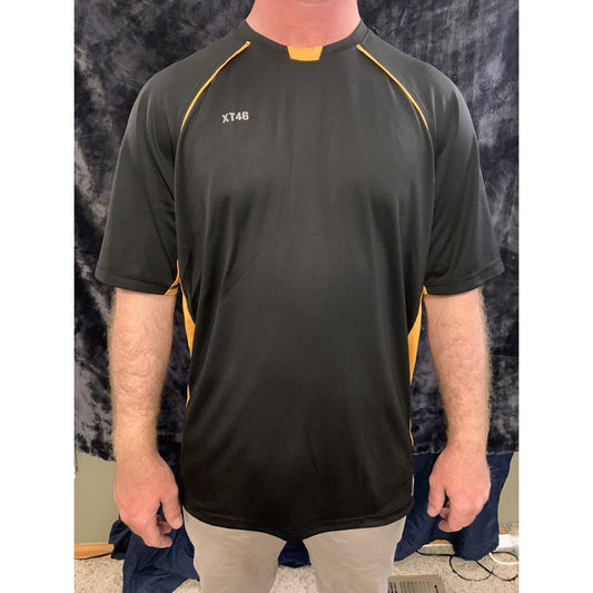 Men’s Soffe XT46 Black With Yellow Large Tee 100% Polyester