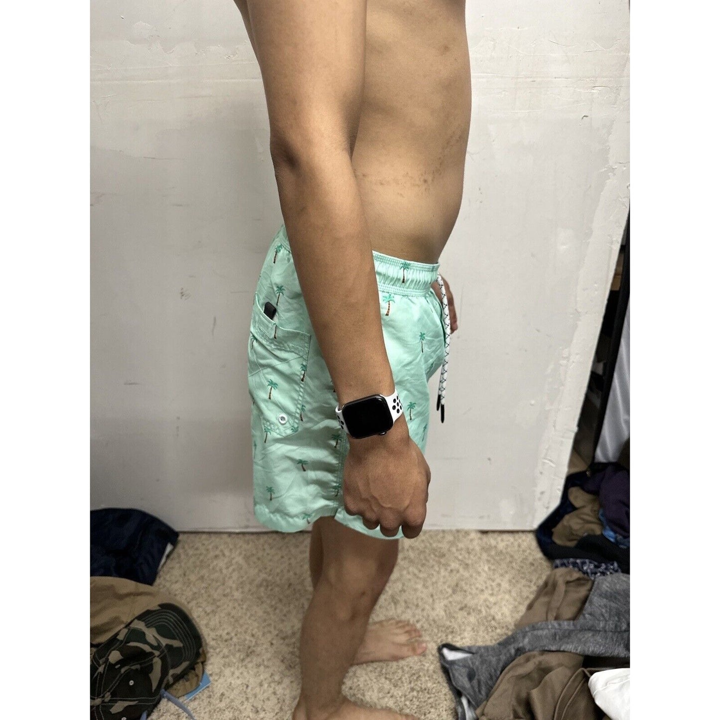 Men’s American Eagle Green Palm Tree Swim Trunks Small