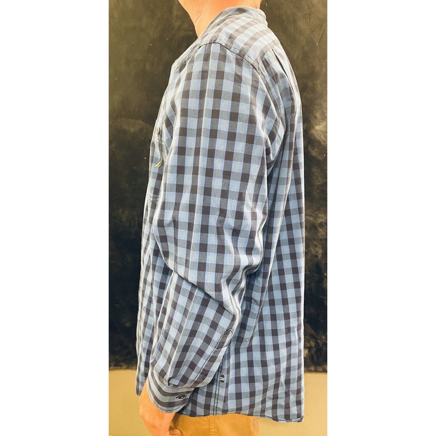 Nautica Classic Fit Mens Blue Plaid Long Sleeve Button Down Shirt XL