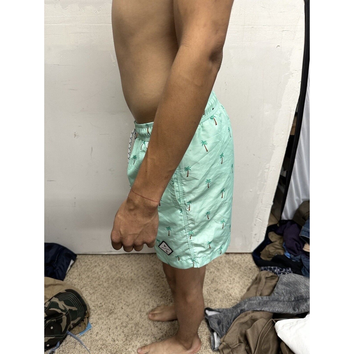 Men’s American Eagle Green Palm Tree Swim Trunks Small