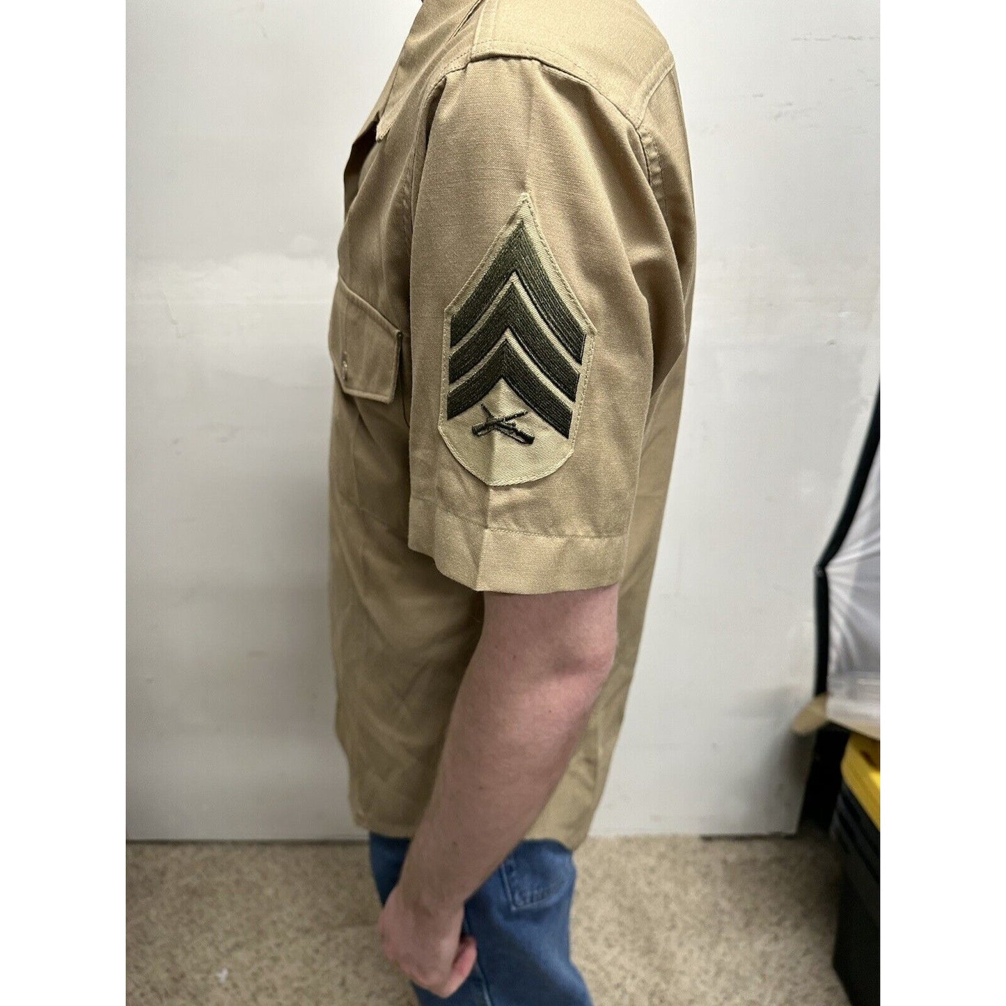 usmc marines defense logistics 15 1/2 short sleeve dress shirt e-5 sergeant rank