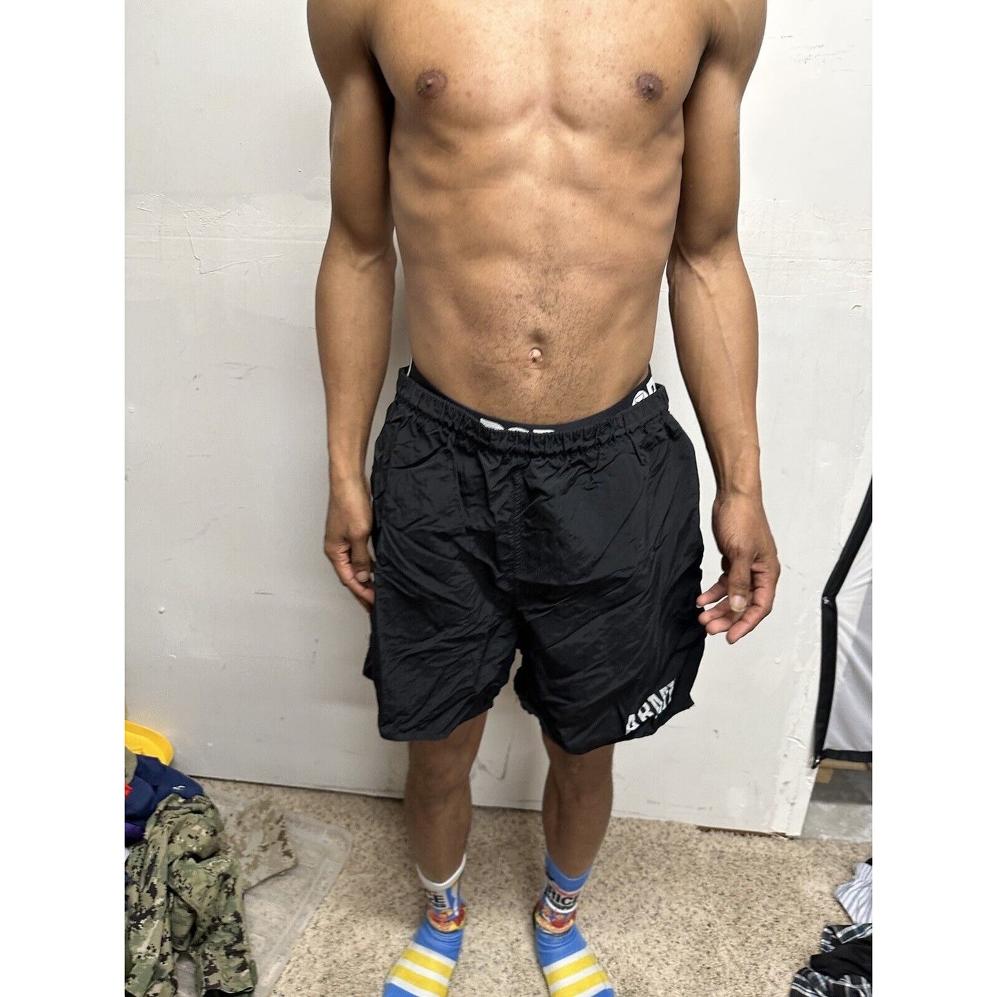 Men’s Army Pt Shorts Black Older Style Fits Like Large