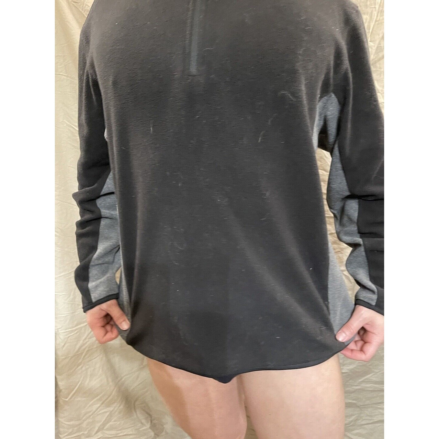 Men's NordicTrack XL quarter zip pullover sweatshirt black and gray