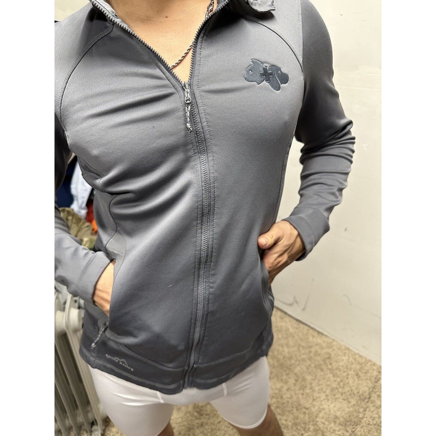 Men’s Gray Eddie Bauer Full Zip Jacket Size Small Dog And Cat Veterinarian