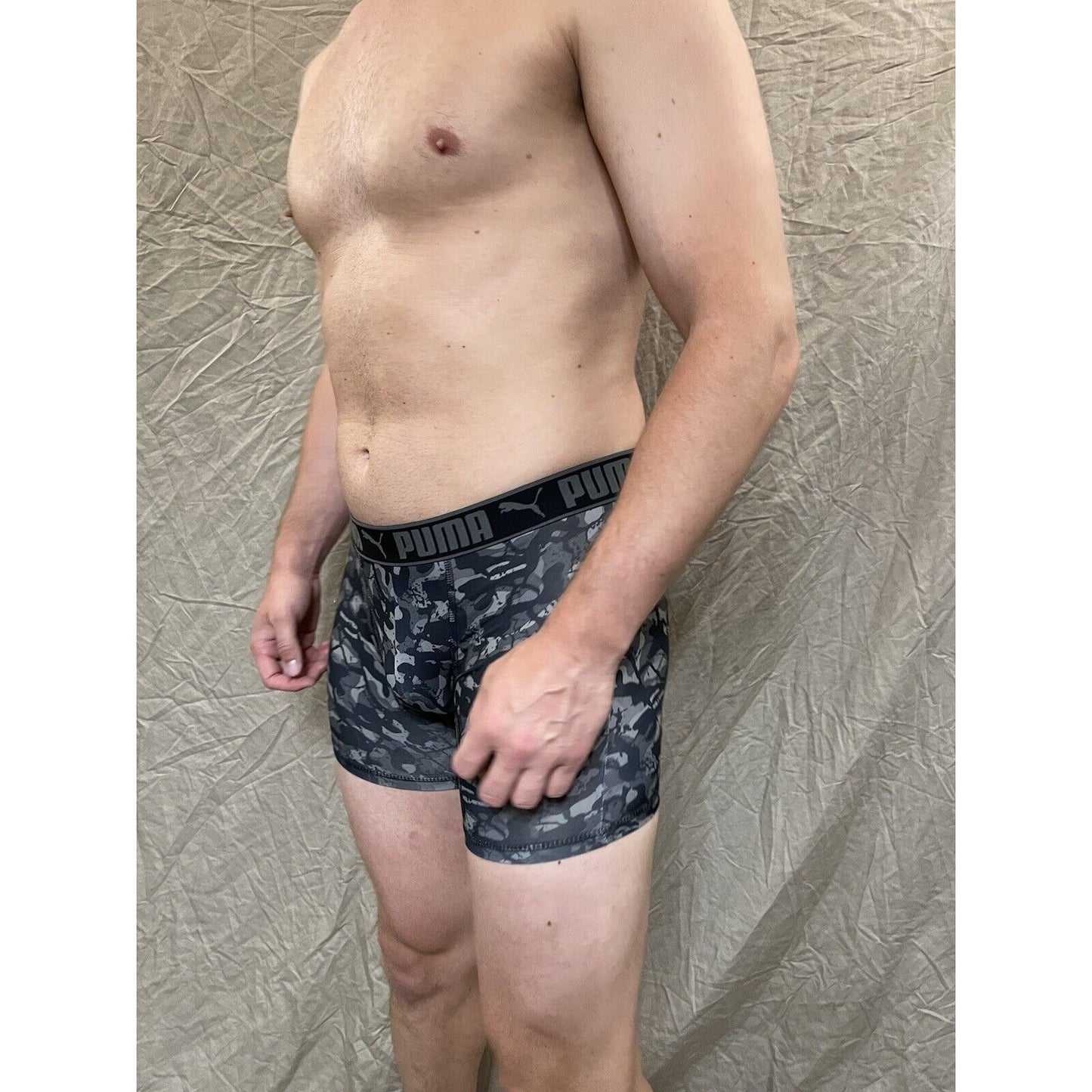 men's small puma gray camo compression boxer briefs