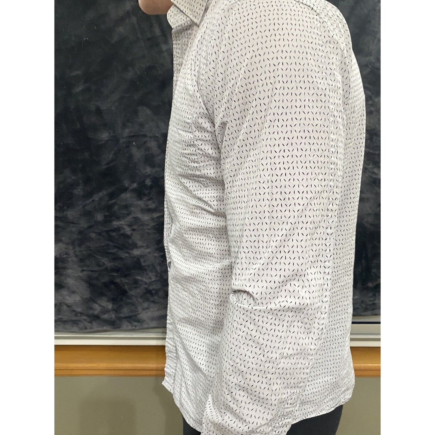 Mossimo Slim Fit Men’s Medium Gray with Black Confetti Button-down Long Sleeves