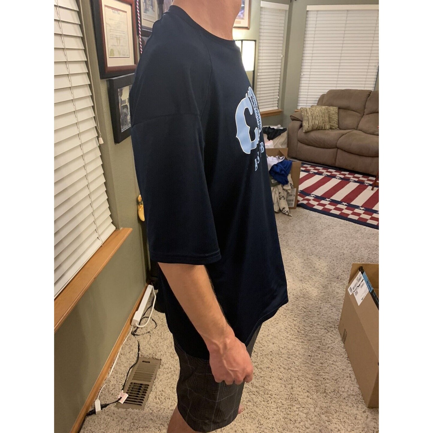 Badger Sport EBA Baseball T Shirt Mens Size Large Navy Blue