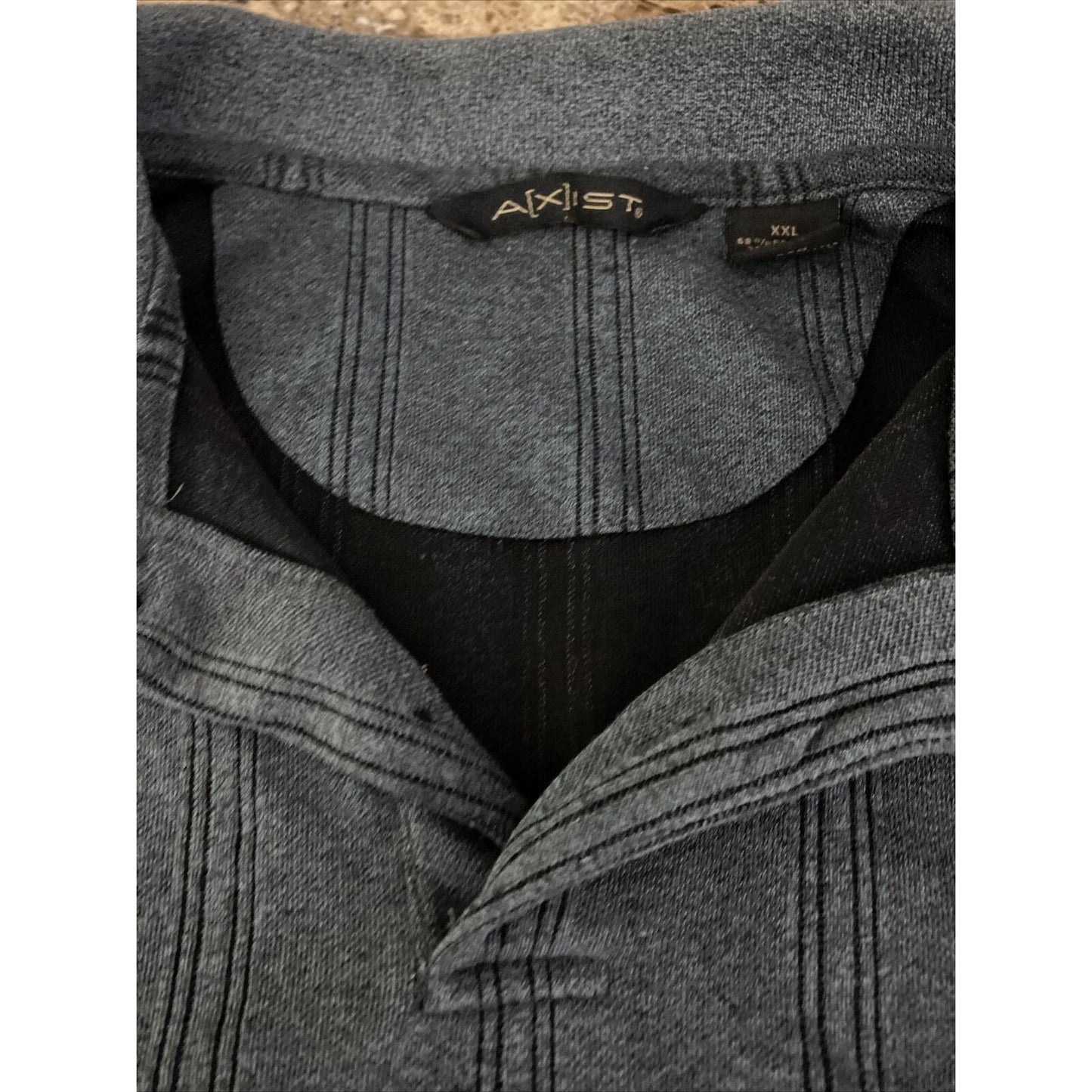 AXIST Men's XXL Dark Gray Stripes Knit Polyester-Cotton Polo Shirt
