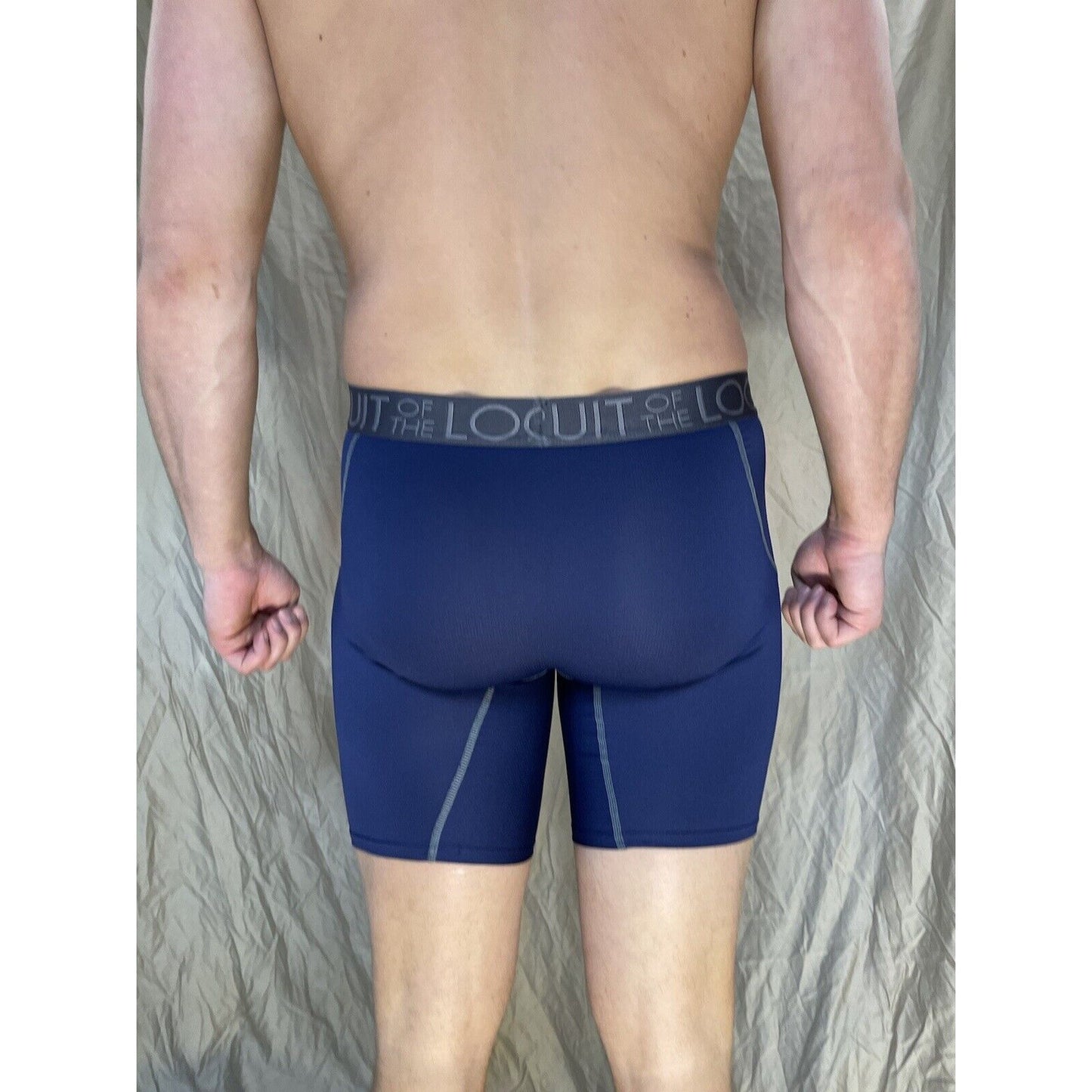 men's fruit of the loom dark blue compression boxer briefs medium