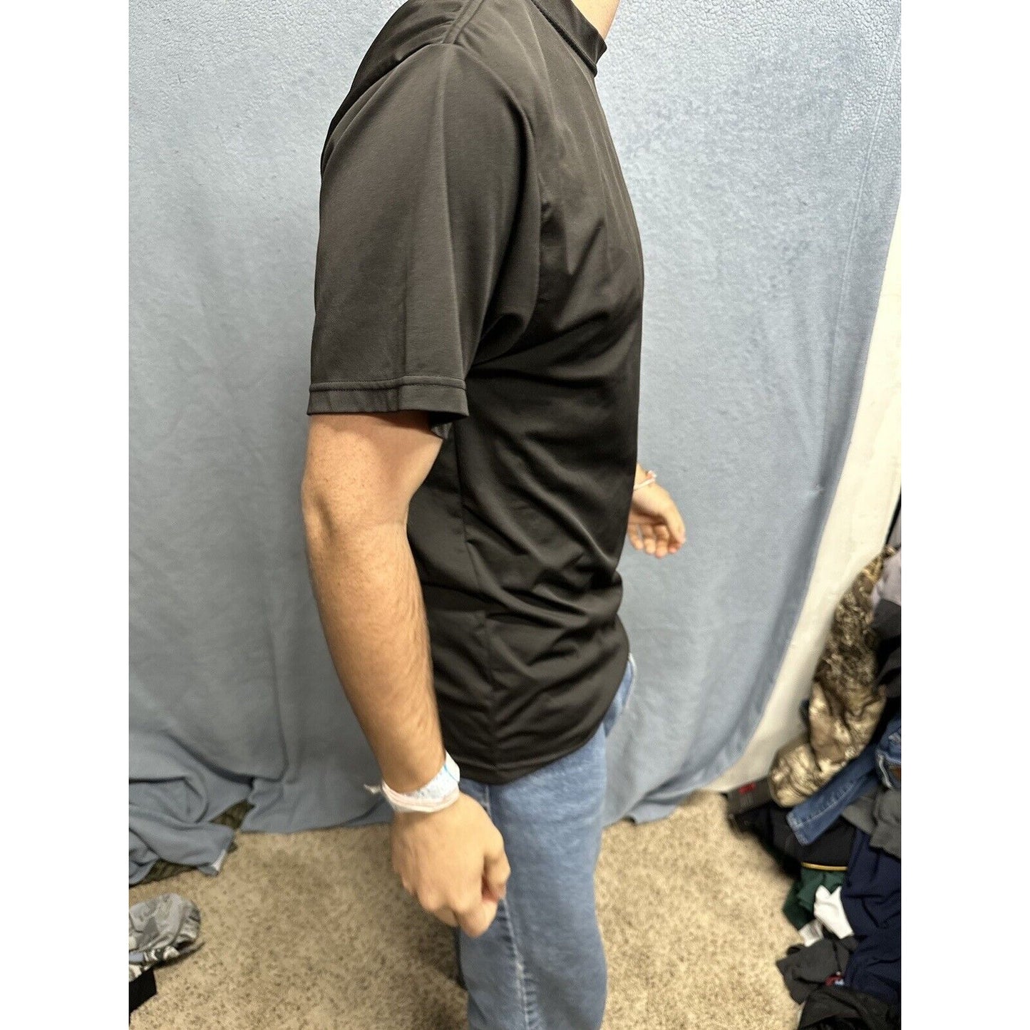 Men’s Army Small Tshirt Physical Fitness Uniform Black Polyester