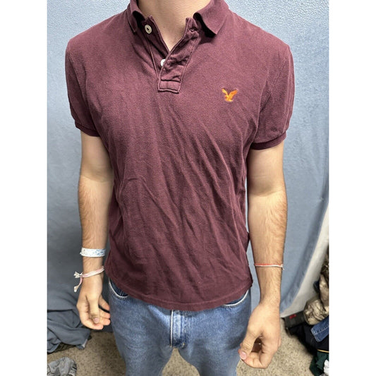 Men’s Plum American Eagle Small Athletic Fit Polo Shirt