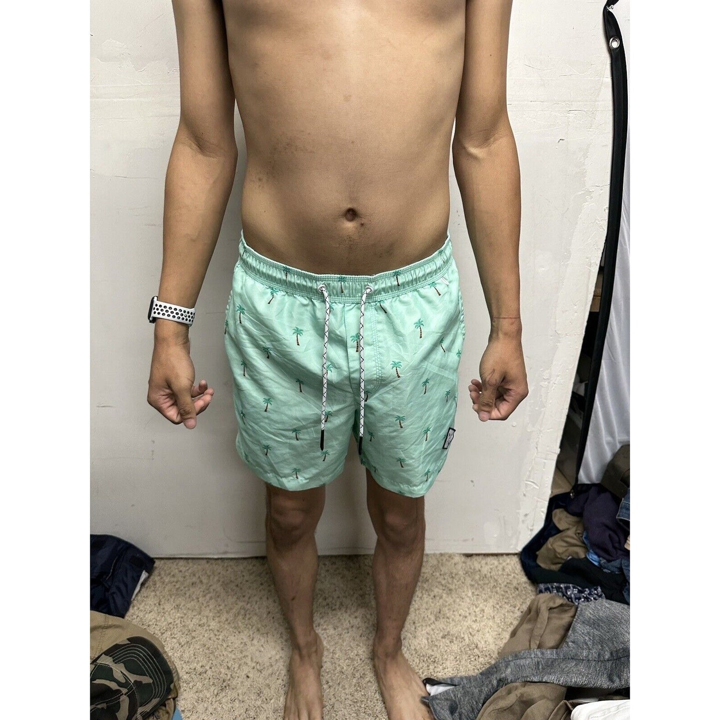 Men’s American Eagle Green Palm Tree Swim Trunks Small