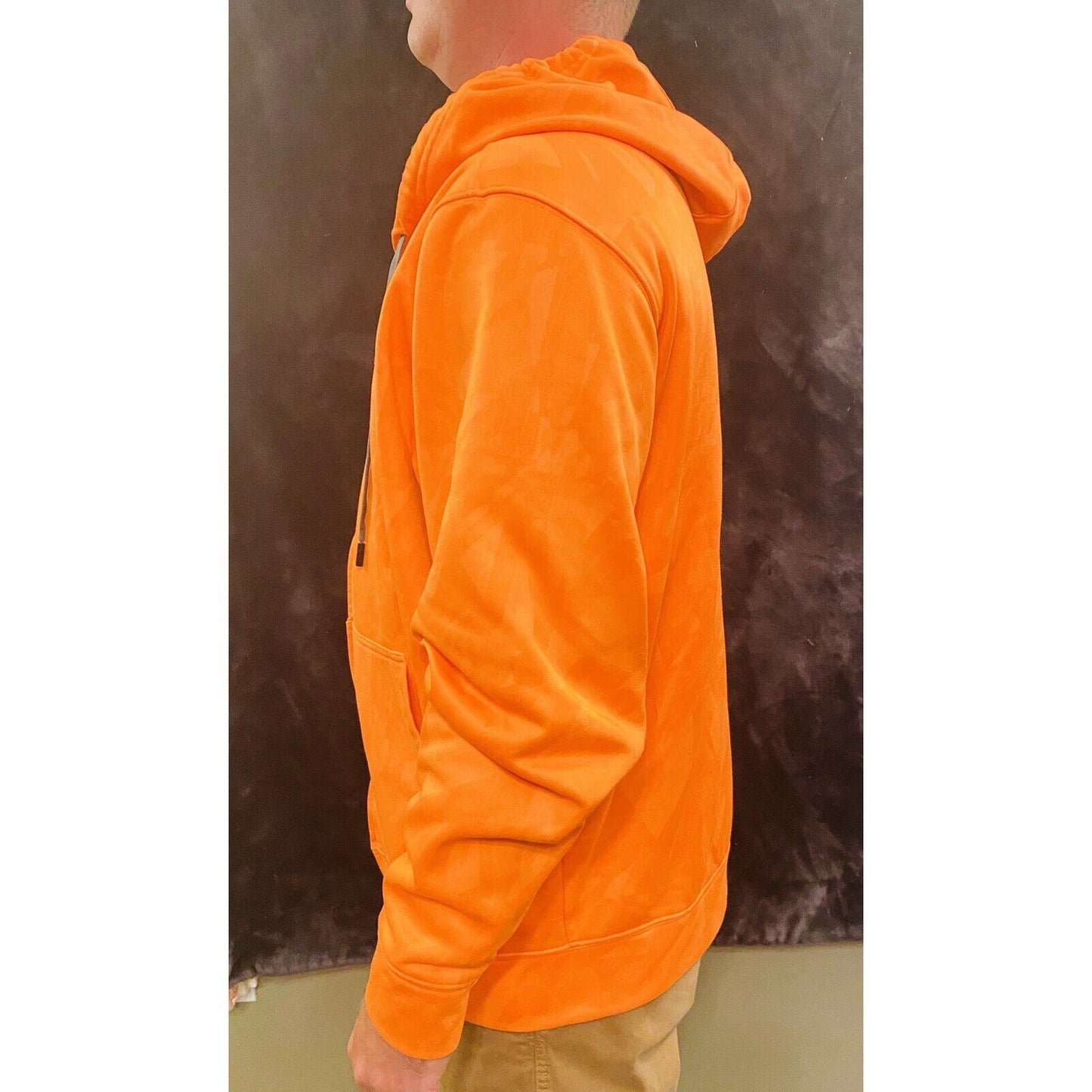 Vintage REEBOK XL Polyester Bright Orange Zip-up Hoodie w/ Geometric Design