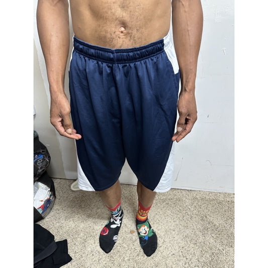Men’s Nike Dri Fit Large Athletic Shorts Dri-fit Blue White With Pockets