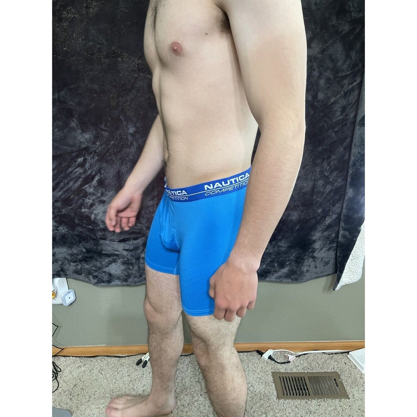 Men’s Large Teal Blue Nautica 7% Spandex Compression Shorts New