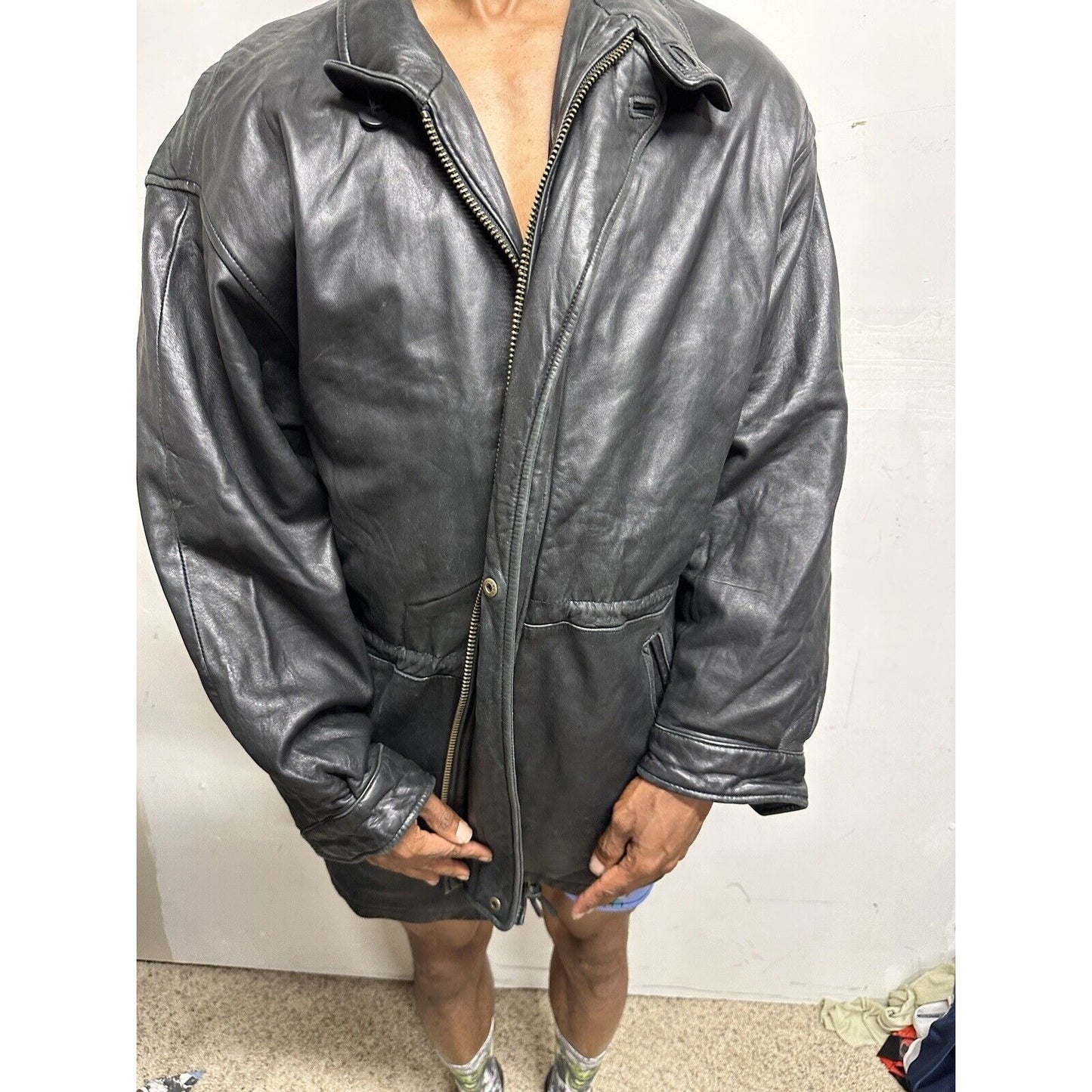 Men’s Large Black Bachrach Genuine Leather Jacket