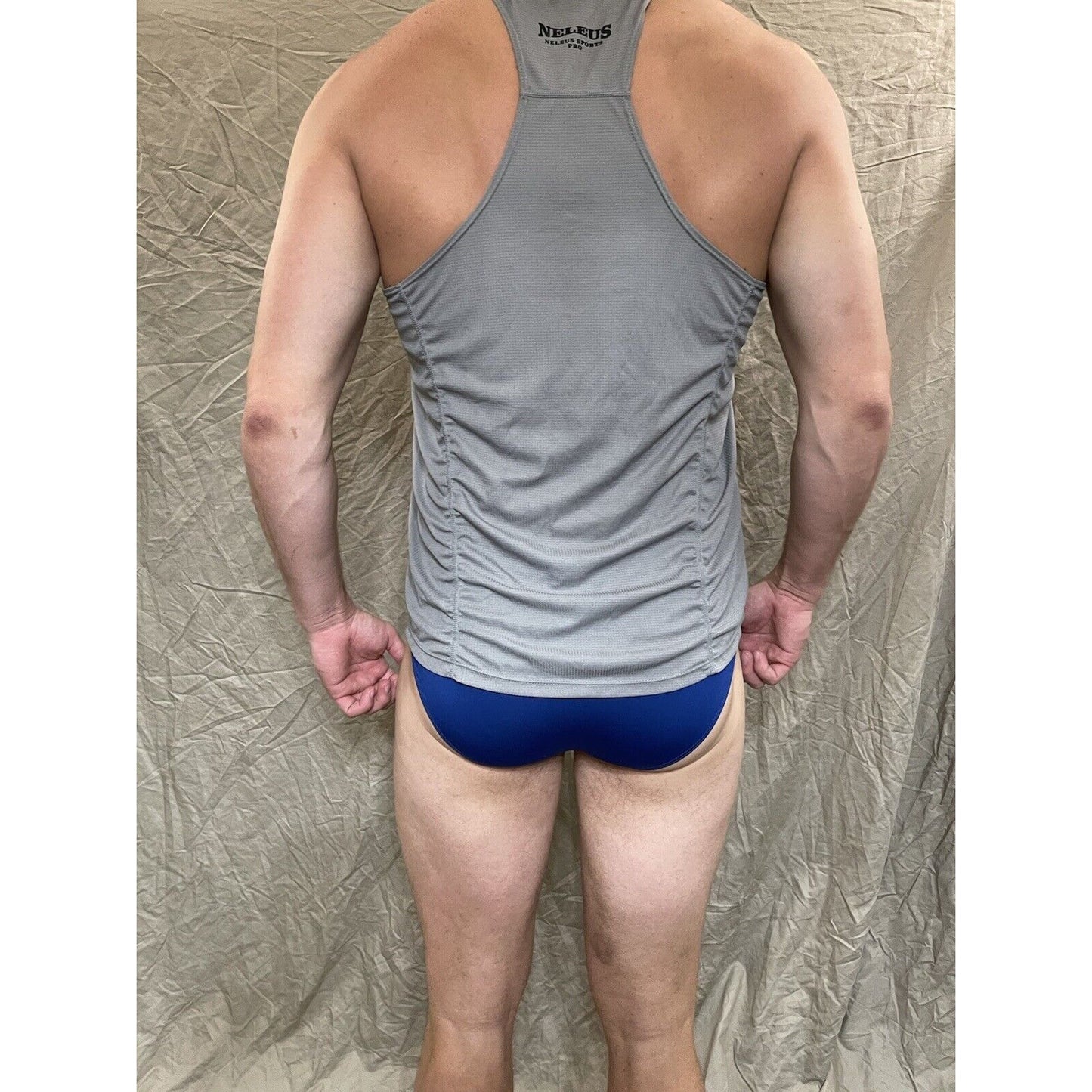 men's gray medium neleus sports pro tank top musle workout shirt