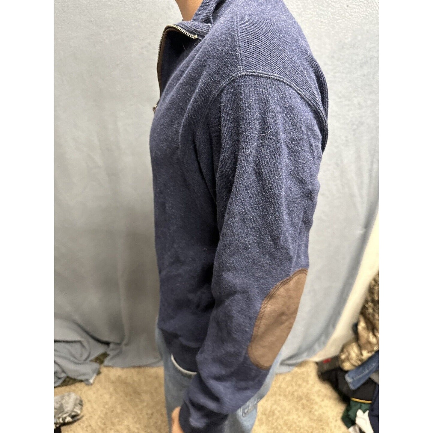 Men’s Dark Blue Medium Cremieux 1/4 Zip Long Sleep Pullover Sweater