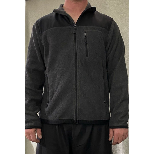 Old Navy Men's Large Black & Dark Gray Polyester-blend Zip-up Fleece Jacket