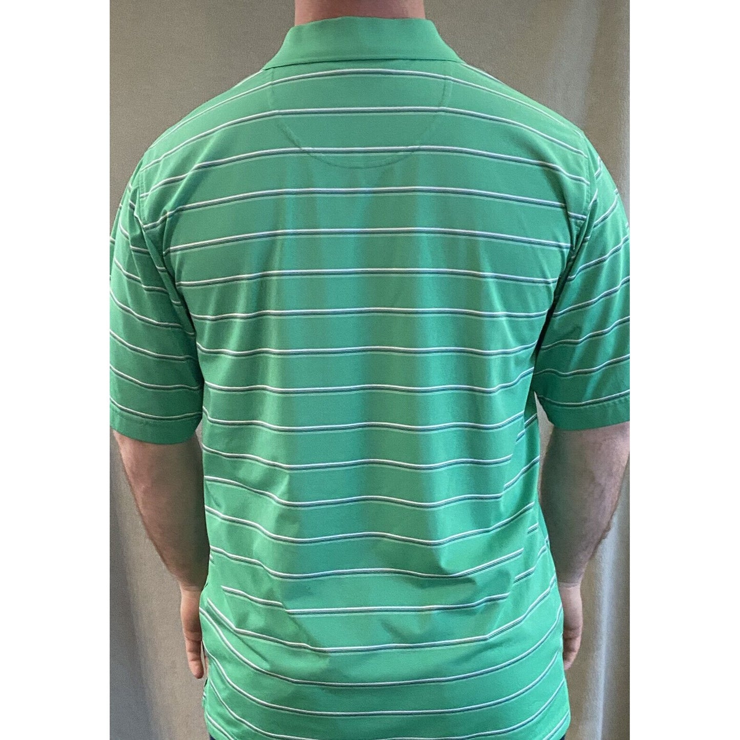 Pebble Beach Performance Men’s Large Green Stripes Golf Polyester Polo Shirt