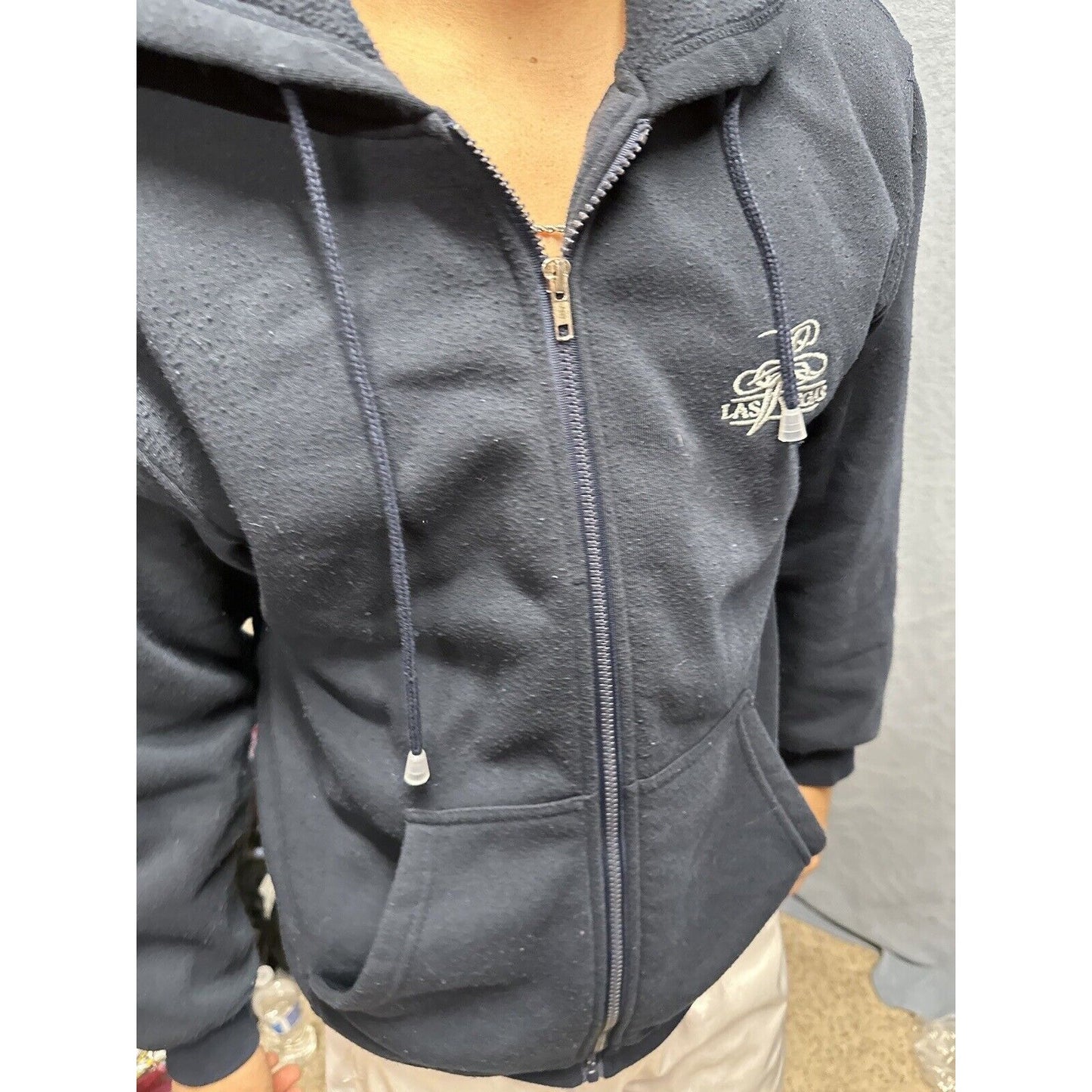 Men’s Dark Blue Full Zip Hoodie Las Vegas Medium DC Classic Polyester