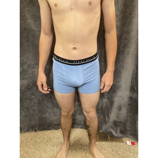 men's light blue perry ellis portfolio 5% spandex boxer brief Medium