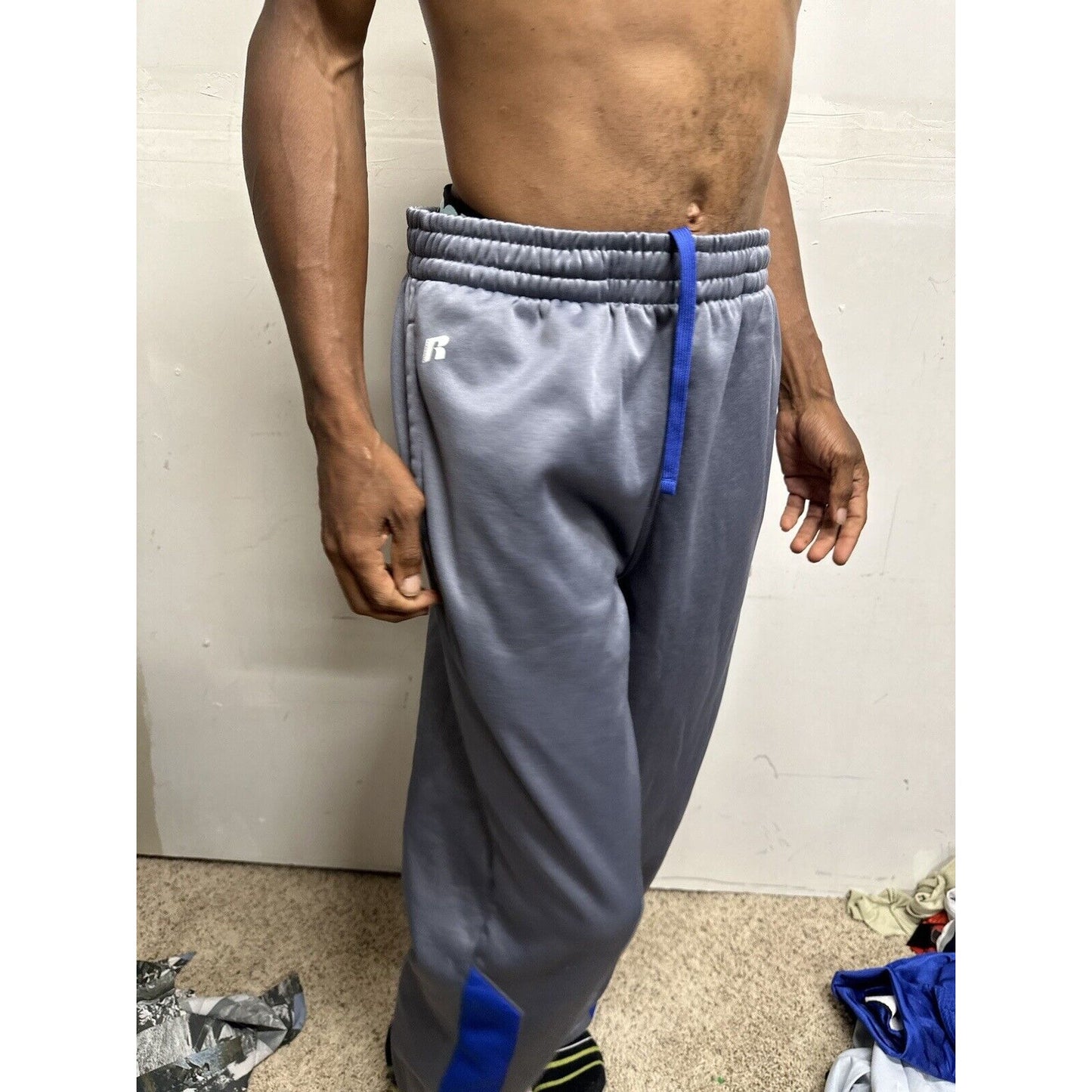 Men’s Gray Large Russell Polyester Sweat Pants With Pockets Air Force Falcons US