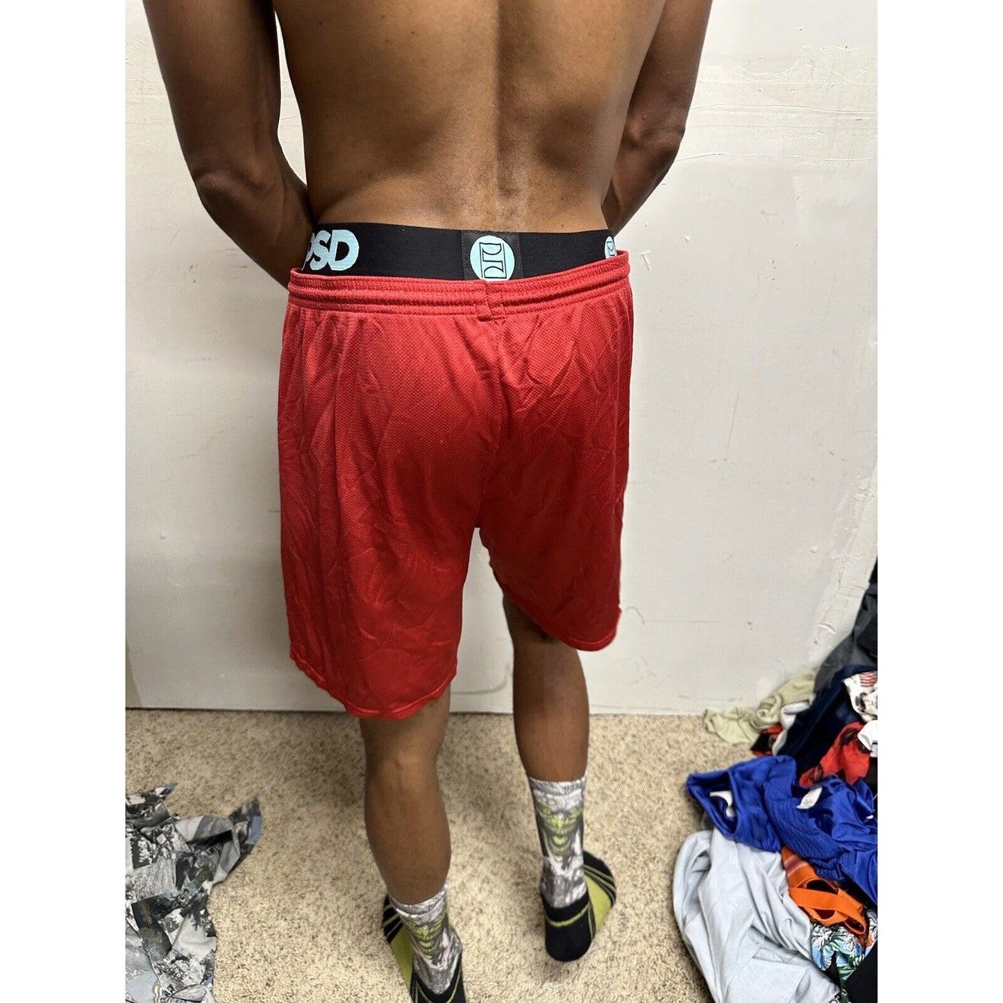 Men’s Large Red Lancer Wrestling Athletic Shorts No Pockets