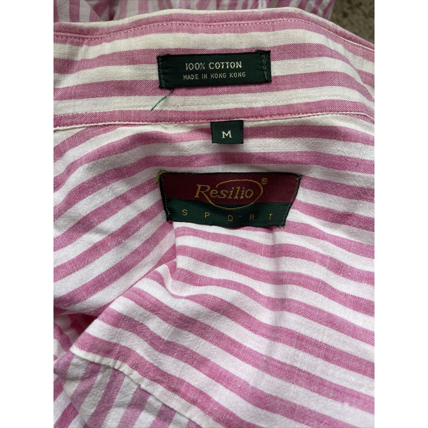 Men’s Resilio sport short sleeve pink striped medium button up shirt